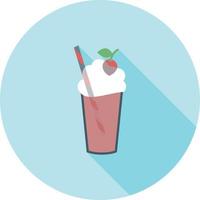 jordgubb milkshake platt lång skugga ikon vektor