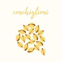 conchiglioni. conchiglioni burk. illustration av italiensk pasta för en skriva ut eller paket. vektor