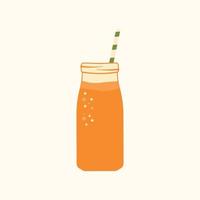 Orange Getränkedose. vektorillustration eines saftglases mit einem strohhalm für einen druck oder ein rezept. vektor