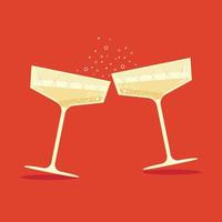 Champagnergläser. vektorillustration von zwei gläsern mit sprudelnden und blasen für feiertagsmitteilung oder kartendesign. vektor