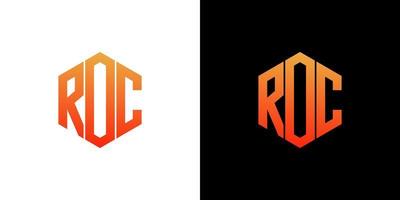 roc brev logotyp design polygon monogram ikon vektor mall