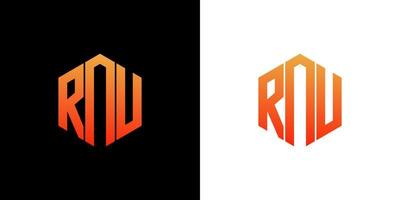 rnu-Brief-Logo-Design-Polygon-Monogramm-Symbol-Vektorvorlage vektor