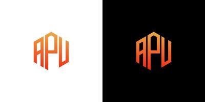 APU-Brief-Logo-Design-Polygon-Monogramm-Symbol-Vektorvorlage vektor