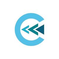 blauer buchstabe c pfeil logo design vektor