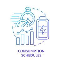 Symbol für das blaue Verlaufskonzept der Verbrauchspläne. energiestrategie keystone abstrakte idee dünne linie illustration. Demand-Response verwenden. isolierte Umrisszeichnung. vektor