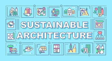 hållbar arkitektur ord begrepp turkos baner. förnybar energi. infographics med ikoner på Färg bakgrund. isolerat typografi. vektor illustration med text.