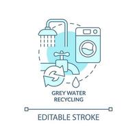 Symbol für das türkisfarbene Konzept des grauen Wasserrecyclings. Schutz der Biodiversität in städtischen Gebieten abstrakte Idee dünne Linie Illustration. isolierte Umrisszeichnung. editierbarer Strich. vektor