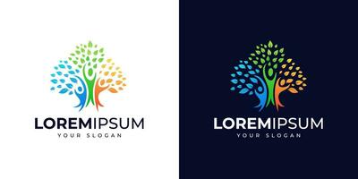 Menschen und Baum-Logo-Design-Illustration vektor