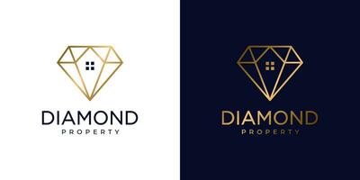diamant fast egendom logotyp design illustration vektor