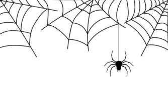 svart Spindel med netto. baner för halloween med kopia Plats. vektor illustration.