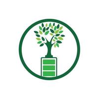 Öko Natur und Batterie Logo Template Design Illustration Design. Logo-Vorlage für grüne Energie. vektor