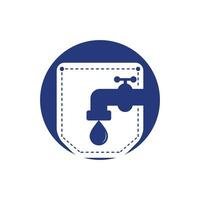 Sanitär-App-Vektor-Logo-Design-Vorlage. Wasserhahn mit Taschensymbol-Vektordesign. vektor