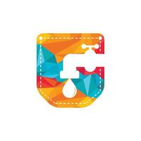 Sanitär-App-Vektor-Logo-Design-Vorlage. Wasserhahn mit Taschensymbol-Vektordesign. vektor