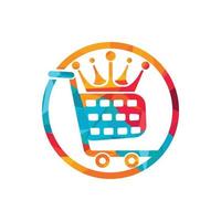 King-Shop-Vektor-Logo-Design. Einkaufswagen mit Kronen-Icon-Design. vektor