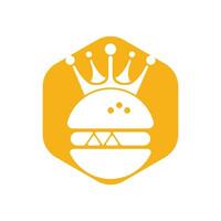 Burger King-Vektor-Logo-Design. Burger mit Kronensymbol-Logo-Konzept. vektor