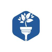 Pflanzenpinsel-Vektor-Logo malen. Garten renovieren Vektor-Logo-Konzept. vektor