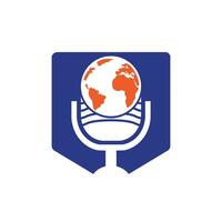 globales Podcast-Logo-Design. Broadcast-Entertainment-Business-Logo-Vorlage-Vektor-Illustration. vektor