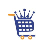 King-Shop-Vektor-Logo-Design. Einkaufswagen mit Kronen-Icon-Design. vektor