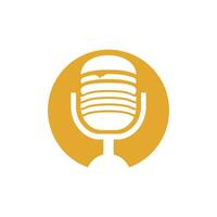 Food-Podcast-Vektor-Logo-Design. Burger mit Mikrofon-Icon-Design. vektor