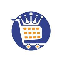 King-Shop-Vektor-Logo-Design. Einkaufswagen mit Kronen-Icon-Design. vektor