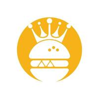 burger kung vektor logotyp design. burger med krona ikon logotyp begrepp.