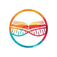 DNA-Buch-Vektor-Logo-Design. Vektor-Logo-Vorlage für genetische Bücher. vektor