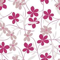 söt enkel blomma seamless mönster. doodle botaniska växter bakgrund. handritad abstrakt blommig tapet. vektor