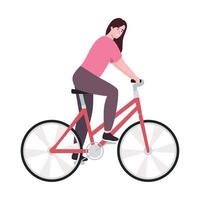 Frau im roten Fahrrad vektor