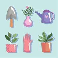 sechs Symbole für Gartengeräte vektor
