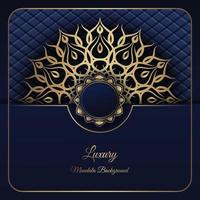 blauer Luxushintergrund mit goldener Mandala-Dekoration vektor