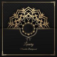 luxuriöser schwarzer Hintergrund mit goldener Mandala-Dekoration vektor