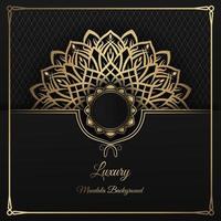 luxuriöser schwarzer Hintergrund mit goldener Mandala-Dekoration vektor