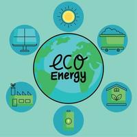 Öko-Energie-Symbole auf der Erde vektor