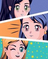 tre anime flickor vektor