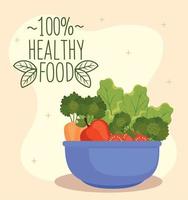 salat mit gesunder lebensmittelbeschriftung