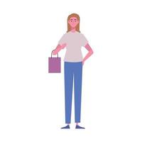 kvinna med shoppingpåse vektor