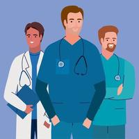 tre manlig medicinsk personal vektor