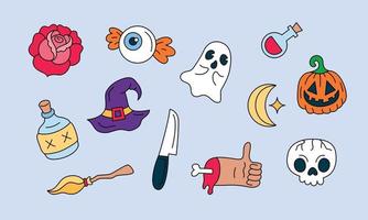 grafische Elemente für Halloween-Doodle-Vektor. glücklicher halloween-kartenhintergrund vektor