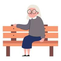 Großmutter sitzt im Parkstuhl vektor