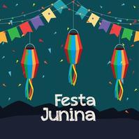 festa junina beschriftungskarte vektor