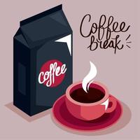 kaffeepause-beschriftungskarte vektor