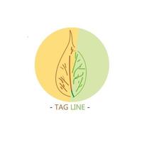Blatt-Logo-Design isoliert auf grünem und braunem Hintergrund vektor