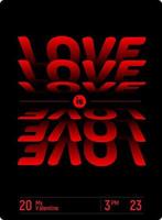kärlek är kärlek svart och röd affisch begrepp vektor