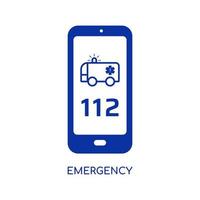Notfall-Symbol. 112 Krankenwagen Hilfetelefonschild. flache vektorillustration vektor