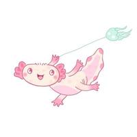 niedliche axolotl-maskottchen-cartoon-vektorillustration. laufender Axolotl vektor