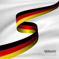 erstaunlicher deutscher unabhängigkeitstag-designhintergrund mit gewelltem flaggenvektor. designvektor zum tag der deutschen einheit. vektor