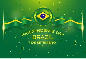 Brasilien oberoende dag bakgrund med flygande band flagga vektor