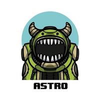 vektor illustration dino astronaut