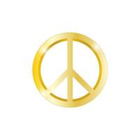 gyllene fred symbol isolerat på de vit bakgrund. kärlek och fred, anti krig begrepp. vektor illustration