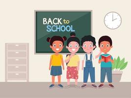 Backschool-Banner mit Kindern vektor